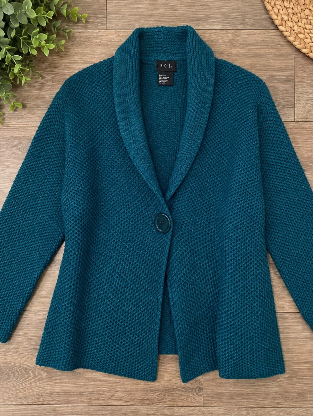 Cozy Teal Shawl Collar Cardigan Sweater